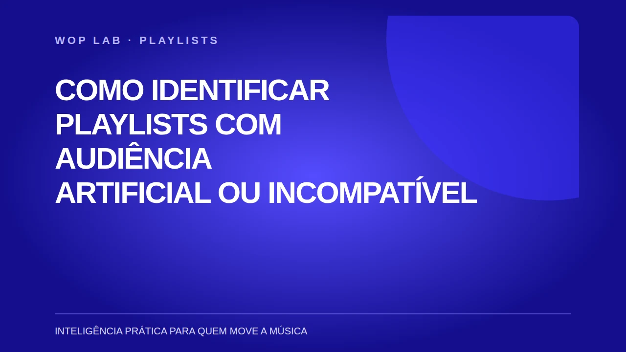 Capa WOP Lab: Como identificar playlists com audiência artificial ou incompatível